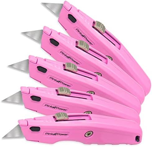 Cortador de caixa rosa rosa Rosa retrátil, faca de utilidade rosa para carpete, faca de cortador de caixa
