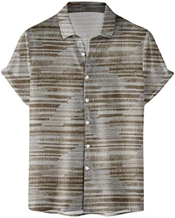 Camisa de manga curta masculina pintura a óleo retro casual camisas havaianas Botão básica para baixo camisetas