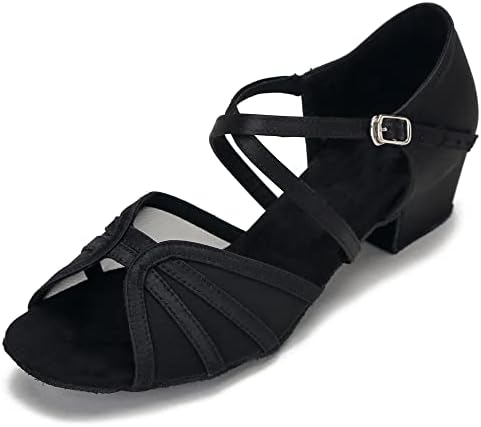 Cleecli Low Heel Ballroom Sapatos de dança Mulheres Salsa Latina Prática Sapatos de Dança de 1,5 polegada ZB14