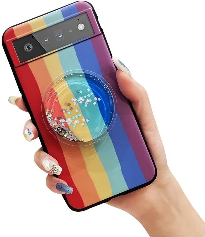 Phone stand titular design de moda lulumi capa para o google pixel 6, capa traseira brilho de silicone