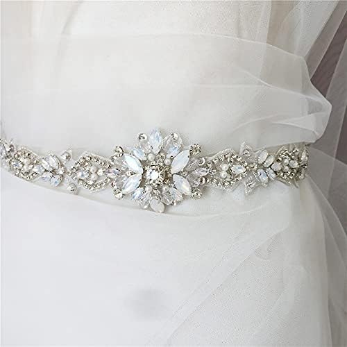 Tecido de renda pumfabric para casamento gracioso opala com contas de noiva Applique, vestido de casamento de shinestone