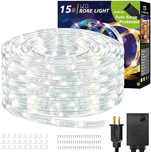 Luzes de corda de 50 pés 360 LEDs Luzes de Natal ao ar livre, flexível e conectável com 8 modos, iluminação