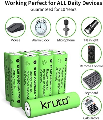 KRUTA Solar AA Baterias recarregáveis ​​NIMH 600mAh 1.2V Double uma bateria solar AA recarregável