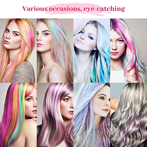 24 PCS Extensões de cabelo coloridas Destaques de festa colorida em calardes de 22 polegadas para