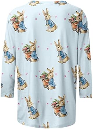 Camisas de Páscoa para mulheres camiseta de impressão de coelho fofo para feliz dia da Páscoa Tees