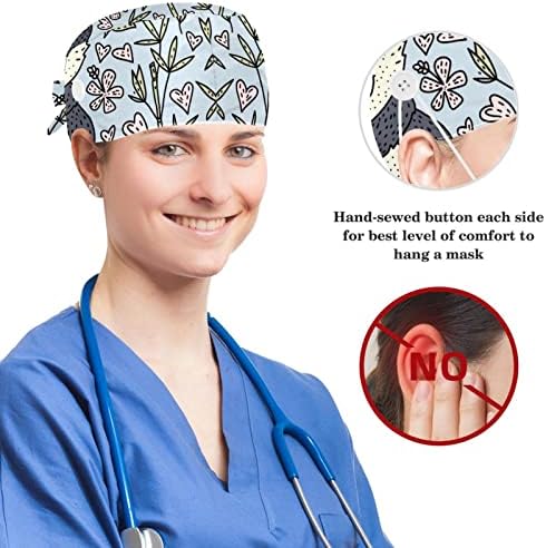 Enfermeiro limpar as mulheres cabelos longos, tampa de trabalho ajustável na cabeça do crânio com scrunchie