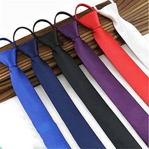 Andongnywell Solid Color Zipper Tie preted preficto de zíper formal de zíper homem Mulheres laços extras longos