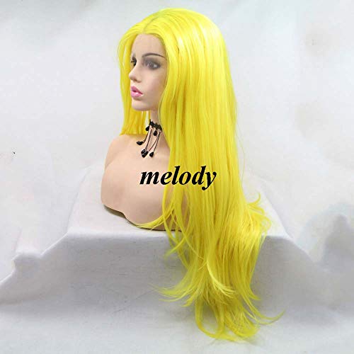 Melody Wigs Brilhas de peruca amarela brilhante Lace amarela de renda amarela para mulheres perucas de cabelo longas