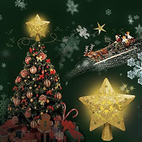 Yinggg Christmas Tree Toppers com LED Decorações de Floco de Neve LED LUZ DO GRANÇA DO GOLD
