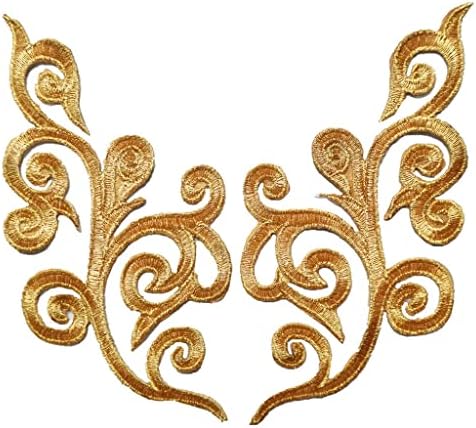 N/A 2PCS Gold Patches Costura Ferro em Crachas Apliques bordados Bohemia For Roupas decoração