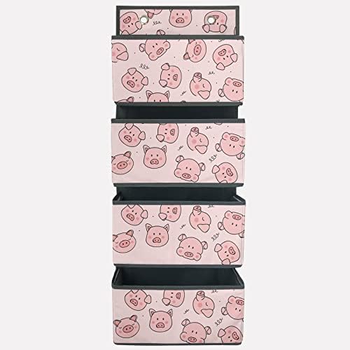 Forchrinse Pink Pig Print Over the Door Hanging Organizer com 4 bolsos armazenamento de bolsos de