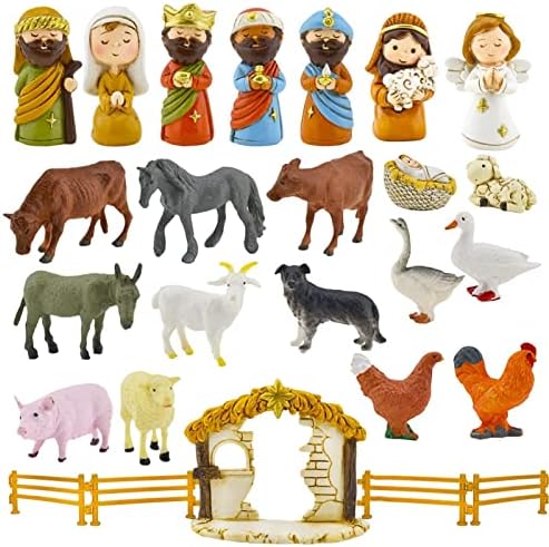 BESOKUSE Natividade Cenário do Advento Calendário 2022,24pcs Resina de Natal Jesus Manjor Figuras Ornamentos,
