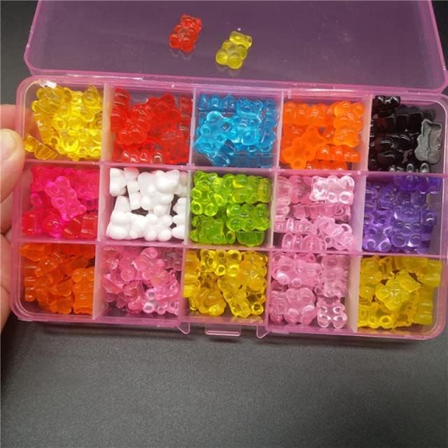 Trendy Resin Uil Art Decoração Charms coloridos Urso/Candy Kawaii Accessórios de unhas fofas Gummy Gummy