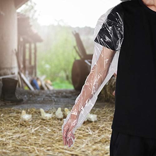 Tanchen 50pcs Luvas de filme de plástico macio descartáveis ​​de braço veterinário longo luva de vaca plástico