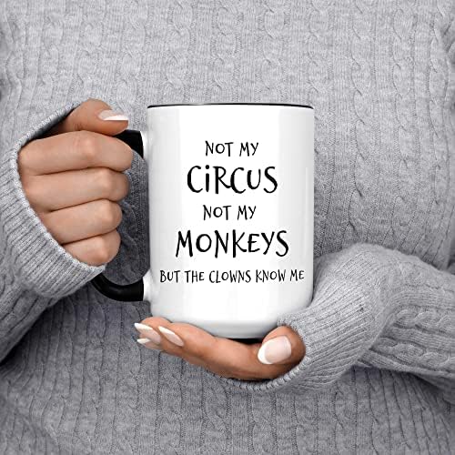 Não é meu circo não meus macacos, mas os palhaços me conhecem xícara de caneca de café para mulheres ou homens,