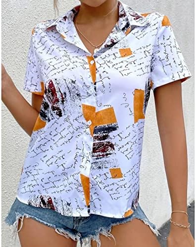 Camisas de camisetas para mulheres gráficas femininas femininas impressão gráfica de lapela Cardigan Casual de