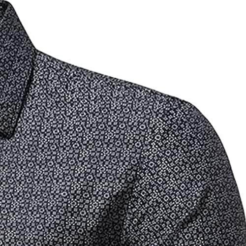 Moda de moda masculina de manga comprida camisa de lapela floral casual slim fit casual camisa de botão de botão