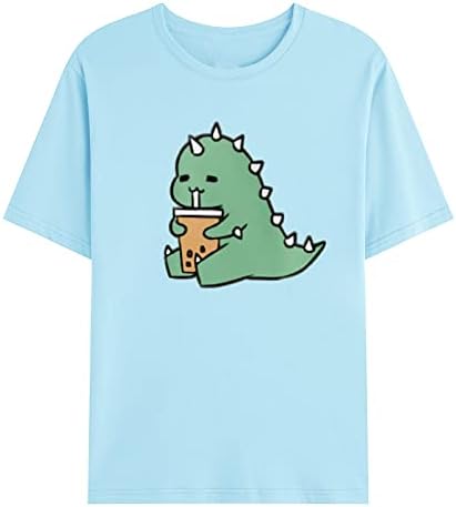 Tops de estampa de dinossauros bonitos masculinos Camiseta curta Camiseta O-shirt Diário camisa casual camisetas