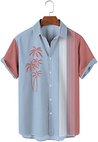 Camisas de verão masculinas, camisetas de aloha casuais estampadas florais tropicais Button Down Down Hawaiian