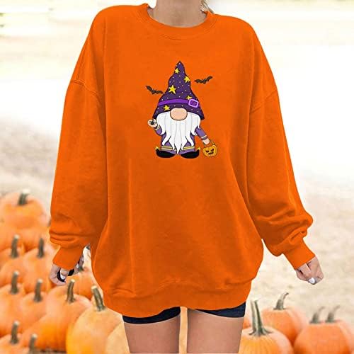 Moletom de tamanho grande para mulheres gráficas Halloween Plus Sizes Pullovers divertidos impressão