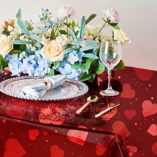 Toclagem de mesa do Partywoo Valentines, toalha de mesa de festas de festa do coração vermelho de 54 x 108 polegadas,