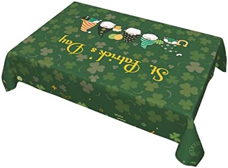 Knteyq St. Patrick's Day Table Tolo Clovers Gnomos Tobleta de mesa retângulo de 54x72 polegadas rústicas com