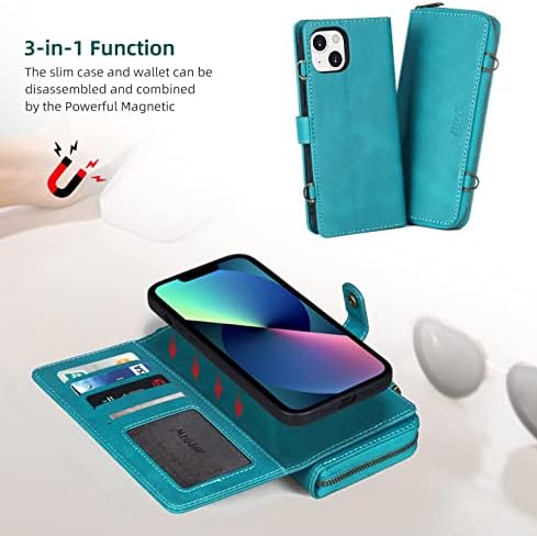 Misscase Compatível com o iPhone 13 Carteira 2021, caixa de carteira multifuncional, capa de carteira magnética