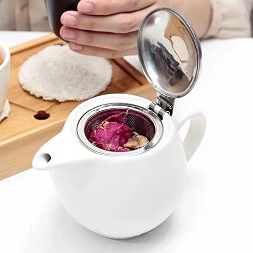 Auxmeware - bule de cerâmica pequena com infusor de aço inoxidável para chá solto e chá florescendo, panela