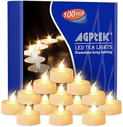 Luzes de chá Agptek com piscar e 100 piscarias sem chamas LED Velas LED Bateria Operou velas de tealight