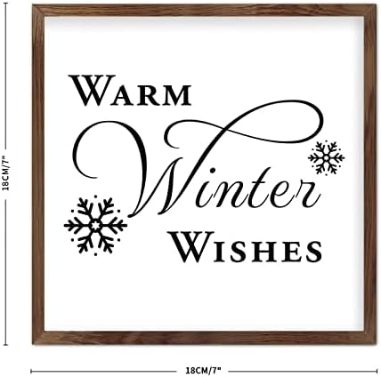 Placa de madeira emoldurada em estilo chique rústico com o Natal dizendo que os desejos de inverno quente