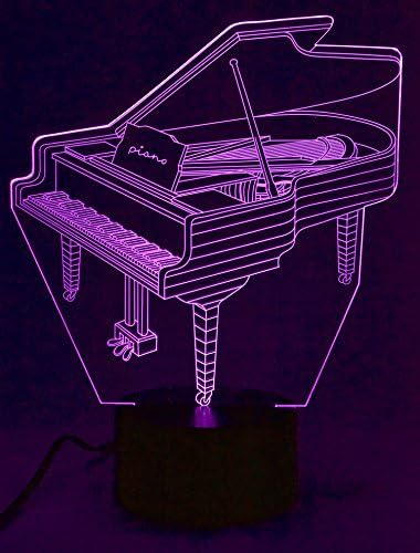 Alberts Gifts Piano - Lâmpada de ilusão de lâmpadas LED 3D com 7 efeitos de iluminação de alteração de cor