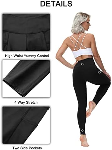 Motorun High Caist Yoga Calças com bolsos, controle de barriga, calças de treino para mulheres de 4 vias de ioga