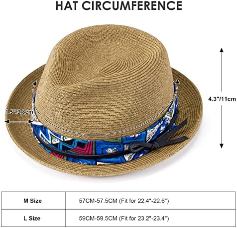 Chapéus de fedora com akio & aquirax com chapéus de sol curtos de palha fedora para homens chapéus