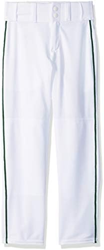 Alleson Athletic Boys Youth Baseball Calças com trança, branco/verde escuro, médio