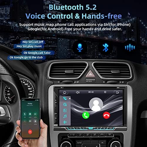 Rádio estéreo de carro duplo com CD/DVD player, 7 “HD Touch Screen Car Séreo com CarPlay & Android