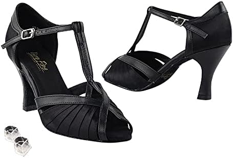 Sapatos muito finos da Dancesport - Ladies Ballroom Shoes Classic 2707-3 Heel e um par de protetores
