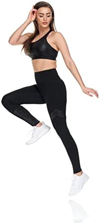 BSP Better Sports Performance 7/8 Leggings para mulheres com padrão de borracha, calças de ioga de compressão