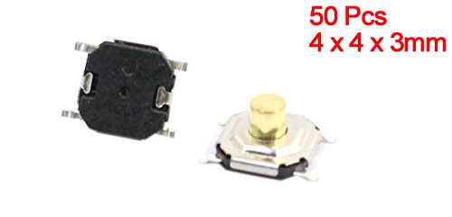 UXCELL A14052700UX0879 5 Ação momentânea SMT 4 pinos Terminais interruptores táteis, 4 mm x 4 mm x 3 mm