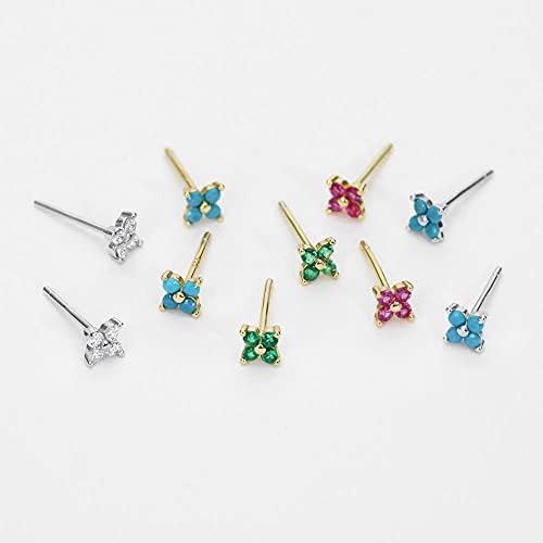 Michooyel S925 Dainty Diamond/Turquoise Floral Studs Brincos minúsculos minimalistas Brincos para