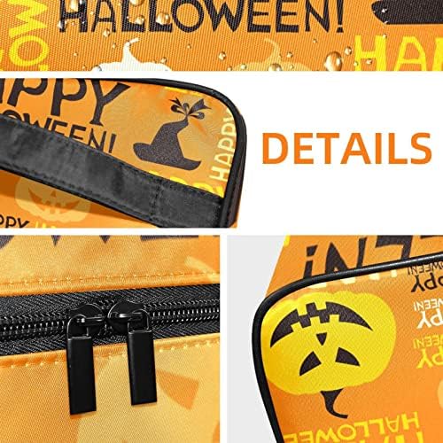 Bolsa de maquiagem portátil do ECMrad Feliz Halloween Pumpkin Print de grande capacidade com zíper adequado