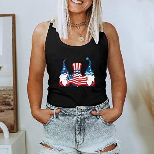 Summer Women Tank Tops, camisa patriótica feminina Estrelas de bandeira dos EUA listras t-shirt sem mangas