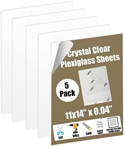 11x14 Painéis de folha de animais de estimação de qualidade de plexiglass 5 pacote - 11x14 x 0,04 - alternativa
