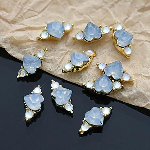 N/A 10pcs adorando decorações de unhas de coração Luxury Diamond Gilding Cado