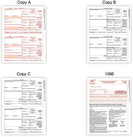 Office Depot® Brand 1099-INT Formulários de imposto e envelopes a laser, 4 partes, 2-1/2 x 11,