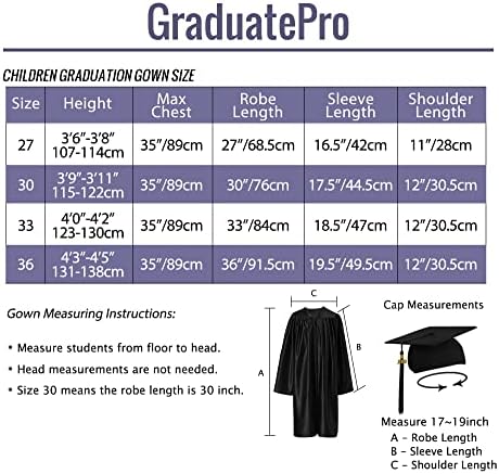 GraduatePro Matte 2023 Capace de graduação no jardim de infância e peste vestido para crianças pré -escolares