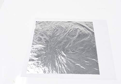SlofoodGroup Silver Leaf Hard Press Transferência de prata comestível folha de prata 9,5cm por 9,5 cm de