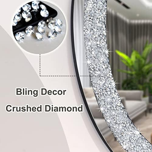 DIDMDFIRST CRISTAL CRITADO DIAMITO OVAL EMPLED -SLIGH BLING Silver Mirror para decoração de parede