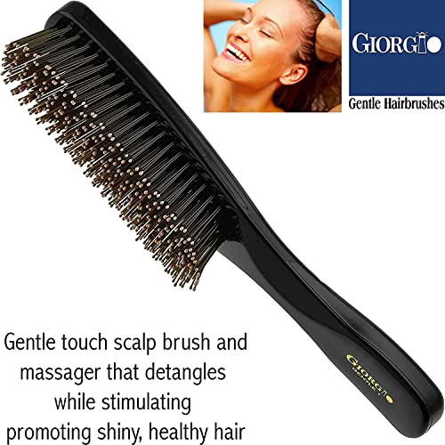 Giorgio Gio1 Black Gentle Touch Detangler Brush para homens Mulheres e crianças. Cerdas macias para