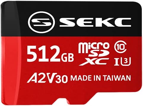 Sekc 512GB MicrosDXC Memory Card com adaptador SD A2 UHS-I U3 V30 Full HD 4K Ultra HD