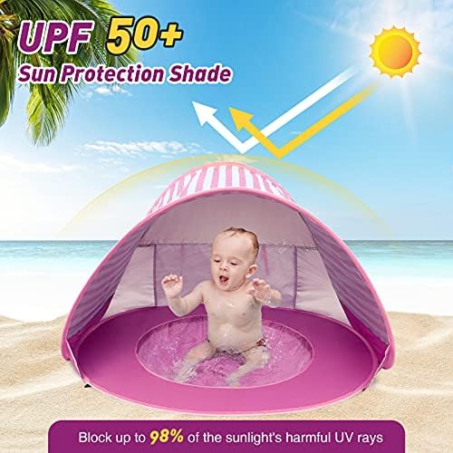 Buenavo Baby Beach Ten Pop Up, barraca de praia portátil para bebê com proteção UV destacável UPF 50+ abrigo